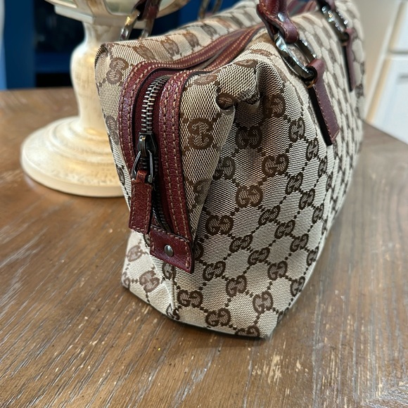 Gucci GG brown and burgundy Boston bag - Picture 6 of 15